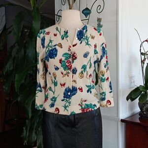 Vintage 50s-60s Dalton Floral Cashmere Sweater